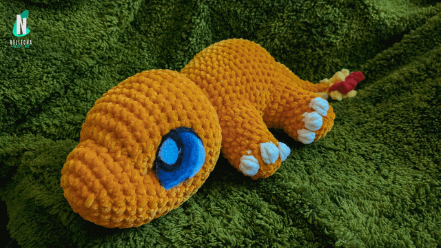 Salamèche endormi - Peluche en crochet 