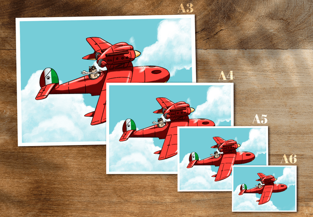 Catto Rosso – Illustration inspirée de Porco Rosso - Print 