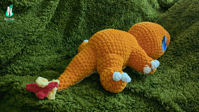 Salamèche endormi - Peluche en crochet 