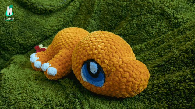 Salamèche endormi - Peluche en crochet 